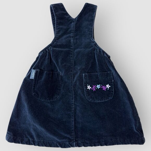 Vintage Lee Cordroy Dress Girls 18M Black Embroidered Y2k Fall Cottagecore Fairy - Picture 2 of 9